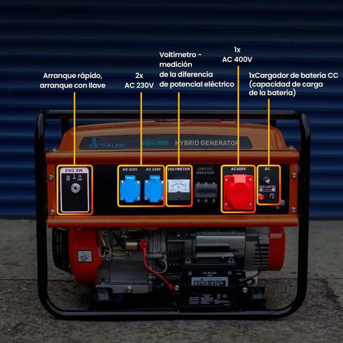 Extralink Ex.30714 Motor-Generador 7000 W 25 L Gasolina Negro, Naranja