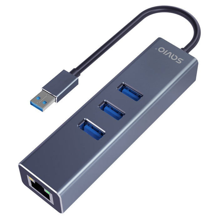 EAN 5901986047773 - Savio AK-57 USB-A - 3 x USB-A HUB with RJ-45 Gigabit Ethernet adapter 5000 Mbit/s grey USB 3.2 Gen 1 (3.1 imagen 2