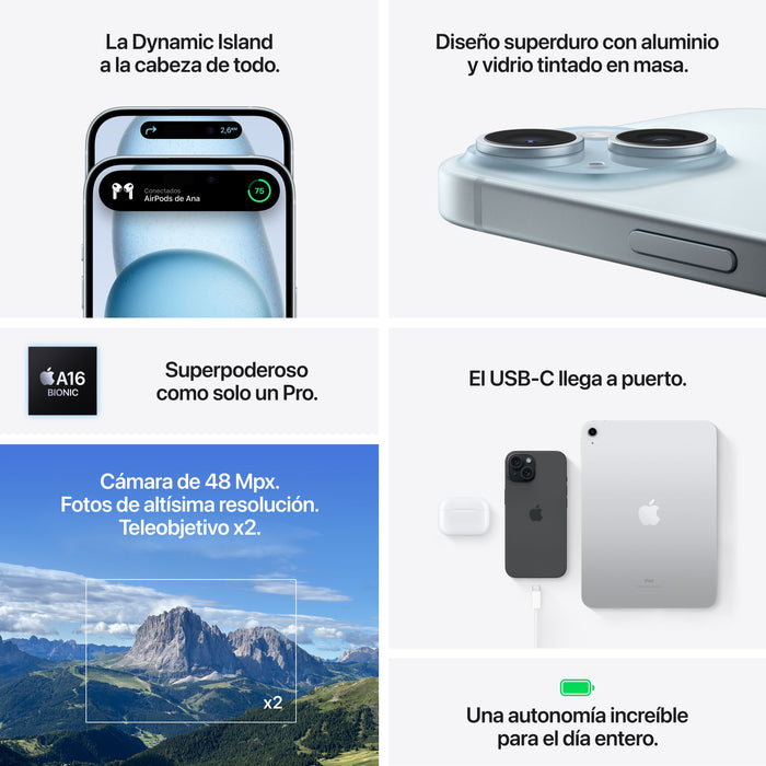 EAN 0195949036897 - Apple iPhone 15 15,5 cm (6.1") SIM doble iOS 17 5G USB Tipo C 256 GB Negro imagen 7