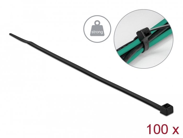 Delock Cablebinder Mit Hoher Zugfestigkeit L 300 X B 4,8 Mm Schwarz 100 Stück
