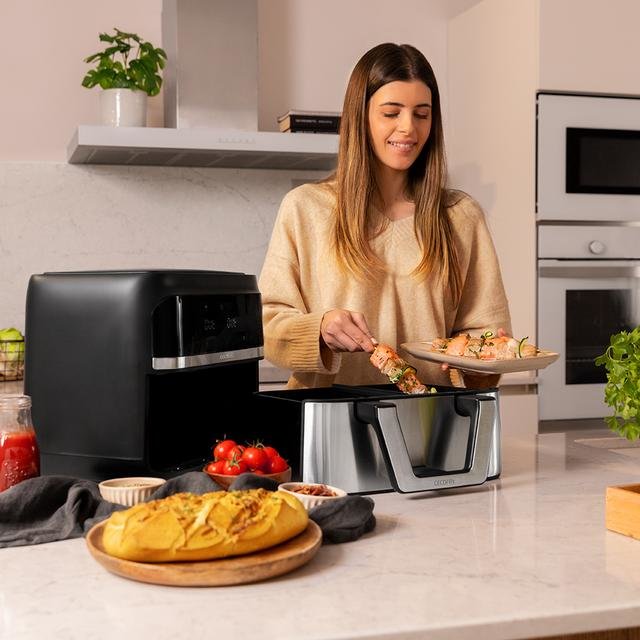EAN 8435771907081 - Cecotec Cecofry Dual 9000 Sencillo 9 L Independiente 2850 W Freidora de aire caliente Negro, Acero inoxid imagen 8