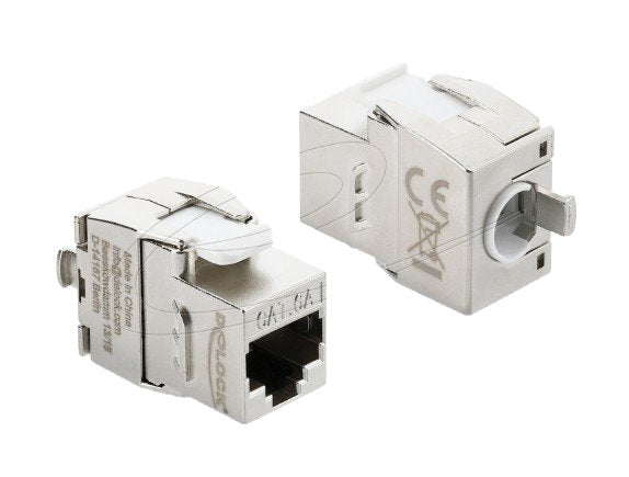 Keystone Modul Rj45 Buchse Zu Lsa Cat.6a Werkzeugfrei Geschirmt Metall Silber   Weiss