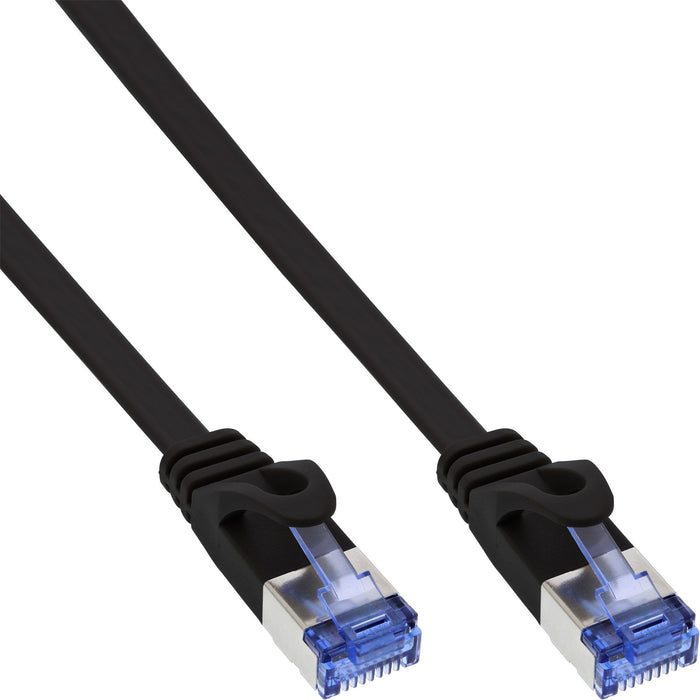 Cable De Red  Plano Inline, U/Ftp, Cat.6a, Negro, 0,5 M