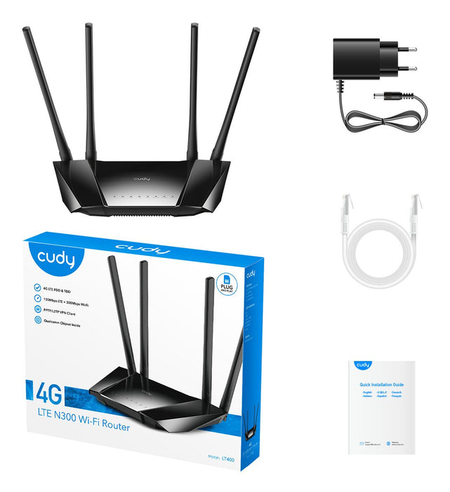 EAN 6971690791193 - Cudy LT400 router inalámbrico Ethernet rápido Banda única (2,4 GHz) 4G Negro imagen 5