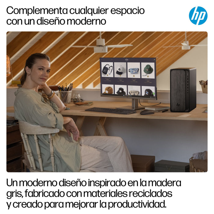 EAN 0199764264343 - HP OmniDesk M02-0013ns AMD Ryzen™ 5 8500G 16 GB DDR5-SDRAM 1 TB SSD Windows 11 Home Torre PC Negro, Gris imagen 8