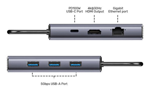Unitek D1113cgy01 Hub De Interfaz 2 X Usb 3.2 Gen 2 (3.1 Gen 2) Type-C 1000 Mbit/S Gris