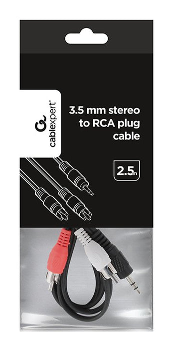 EAN 8716309024860 - Gembird 2.5m, 3.5mm/2xRCA, M/M cable de audio 2,5 m 3,5mm Negro, Rojo, Blanco imagen 2