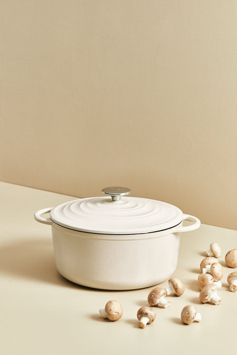Tefal Servierpfanne Lov Gusseisen Ø 28cm (Beige, Mit Deckel, 3,8 Liter) E25972
