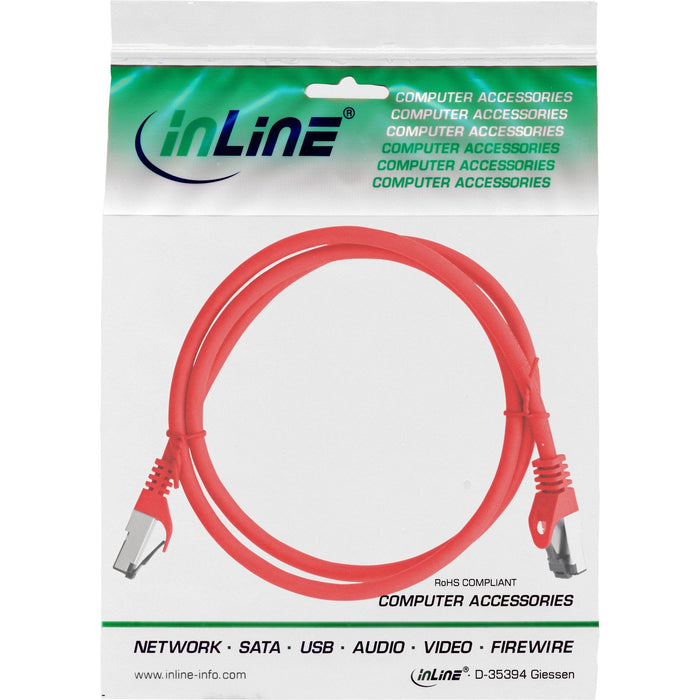 Cable De Red Inline S/Ftp Pimf Cat.8.1 Libre De Halógenos 2000mhz Rojo 1m