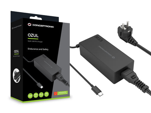 EAN 4015867245088 - Conceptronic OZUL09BE adaptador e inversor de corriente Interior 65 W Negro imagen 2