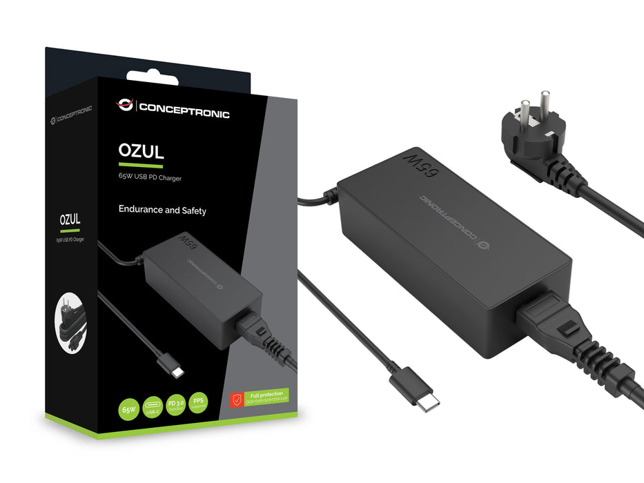 Cargador Portatatil Usb-C Conceptronic Ozul09be Pd 65w 5v A 20v