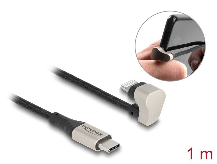 Delock Daten- Y Cable De Carga Usb Tipo-C A Lightning 180° Angular 1 M Mfi