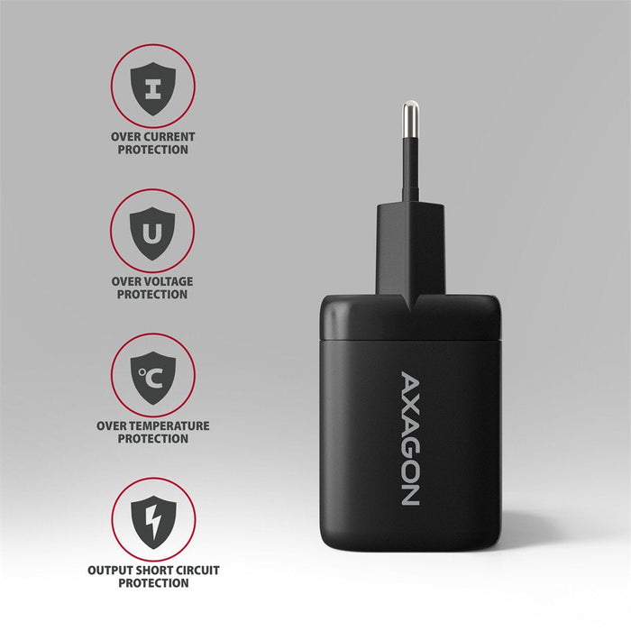Acu-Pq100 Cargador De Red Gan 100w, 2x Port (Usb-C + Usb-A), Pd3.0/Pps/Qc4+, Mini, Negra
