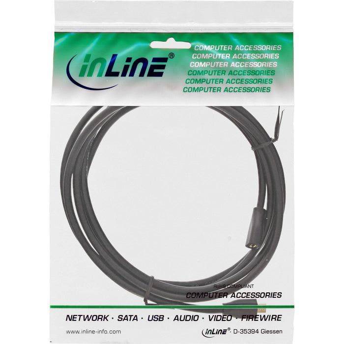 Cable De Extensión Inline Micro-Usb, Usb 2.0 Micro-B M/H, Negro/Dorado, 3 M