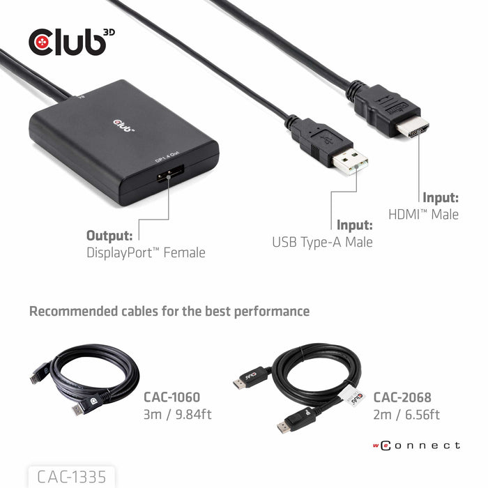 EAN 8719214472498 - CLUB3D CAC-1335 adaptador de cable de vídeo 1 m HDMI + USB DisplayPort Negro imagen 2