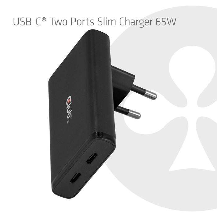 Club3d Cargador 2xusb Tipo C Slim Pd3.1 65w, Gan Retail