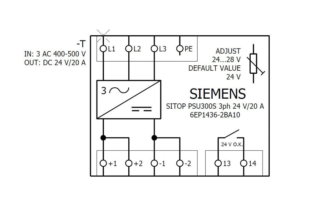 Siemens 6ep14362ba10 Sitop Psu300s 20a Geregelte Stromvers. Eing. 3p 400-500vac