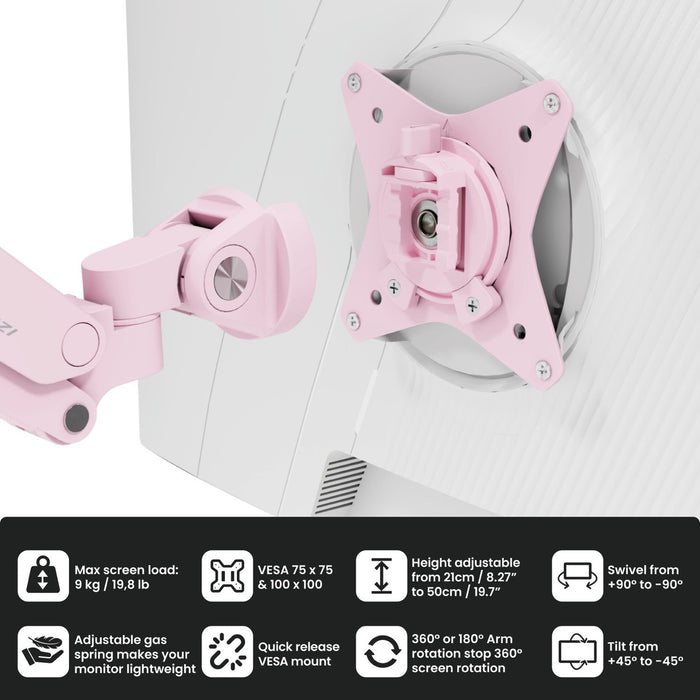 EAN 0850072937359 - Arozzi AZ-ALZARE-NEO-DUO-PNK soporte para monitor 86,4 cm (34") Escritorio Rosa imagen 5