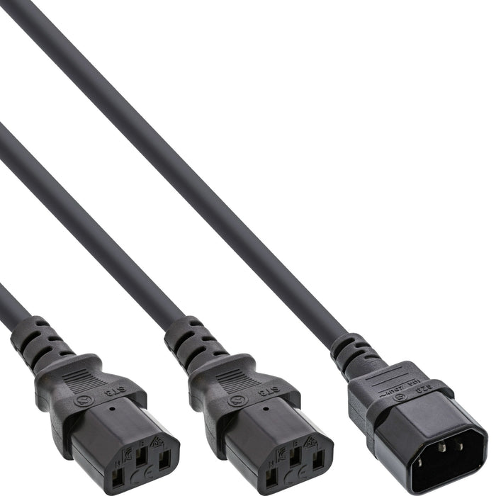Cable En Y De Alimentación Inline Tipo F 1x Iec-C14 A 2x Iec-C13 5m