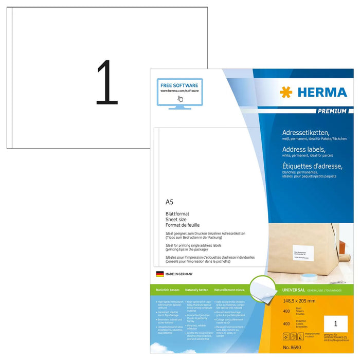 EAN 4008705086905 - HERMA 8690 etiqueta para dirección Blanco imagen 1