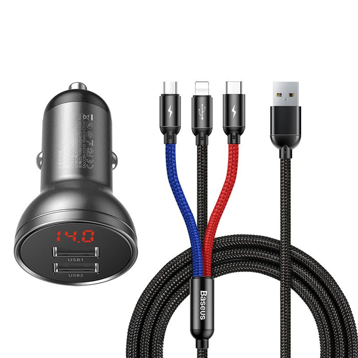 EAN 6953156215405 - Baseus AB2XUSBAKBK cargador de dispositivo móvil Universal Negro, Gris Encendedor de cigarrillos Auto imagen 1