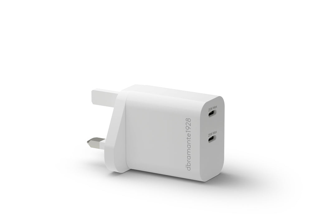 Dbramante1928 Re-Charge Adaptador De Corriente 25 Vatios 3 A 2 Conectores De Salida (Usb-C) Blanco Reino Unido
