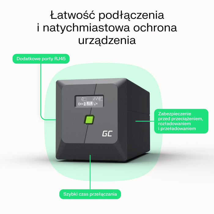EAN 5904326375604 - Green Cell sistema de alimentación ininterrumpida (UPS) Línea interactiva 1 kVA 600 W 4 salidas AC imagen 2