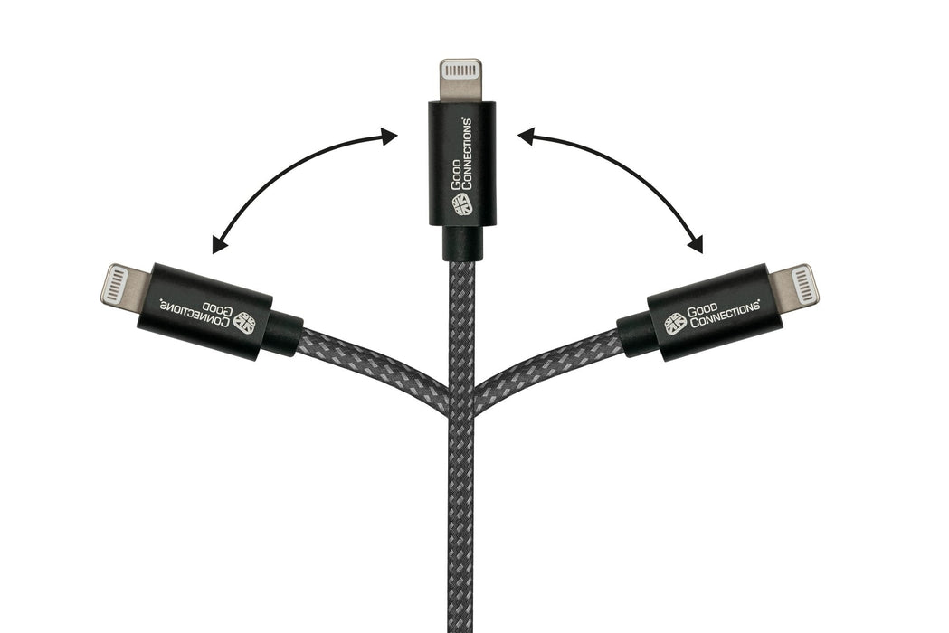 Goodconnections Usb-C 2.0 > Lightning (St-St) 0,5m Ladecable Textilmantel 18w Schwarz
