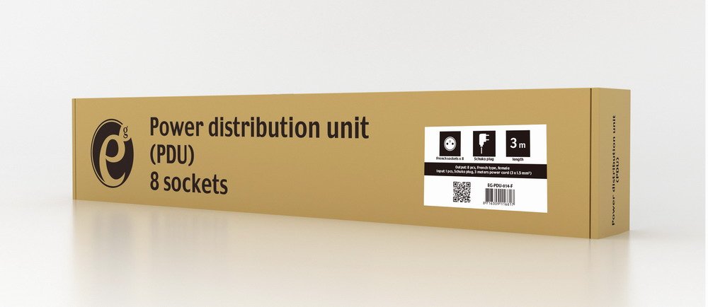 EAN 8716309116817 - Gembird EG-PDU-014-F unidad de distribución de energía (PDU) 8 salidas AC 1U Negro imagen 3