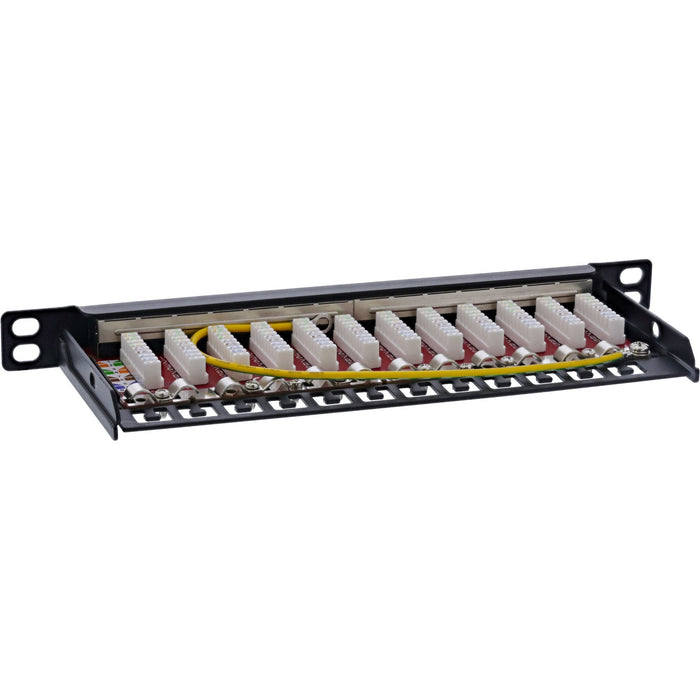 Inline® 10" Patch Panel Cat.6a 0.5u 12-Port, With Dust Projoection, Negro