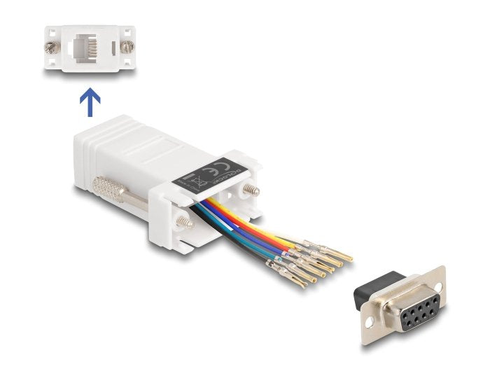 Delock 67078 D-Sub Hembra De 9 Pines A Rj12 Hembra, Kit De Montaje Blanco