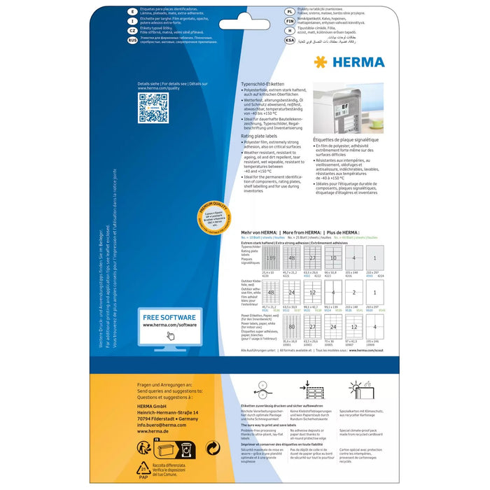 EAN 4008705042161 - HERMA 4216 etiqueta de impresora Plata Etiqueta para impresora autoadhesiva imagen 2