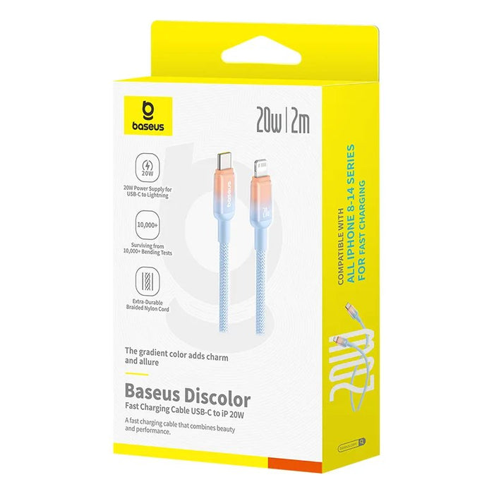 Discolor Series Fast Charging Cable Usb-C To Ip 20w 2m Galaxy Blue