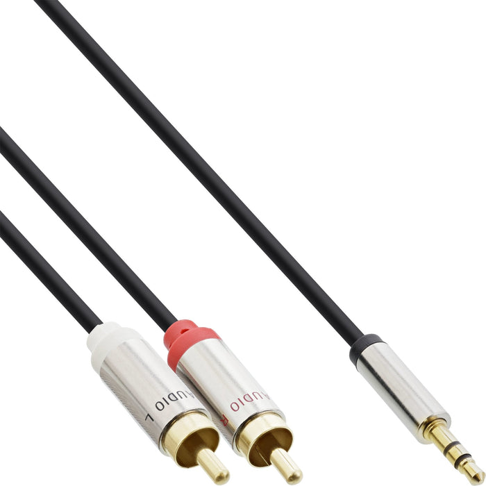 Cable De Audio Delgado Inline De 3,5 Mm Macho A 2x Rca Macho De 0,5 M