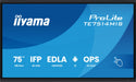 EAN 4948570124039 - iiyama PROLITE TE7514MIS-B2AG Diseño de quiosco 190,5 cm (75") LCD Wifi 435 cd / m² 4K Ultra HD Negro Pan imagen 1