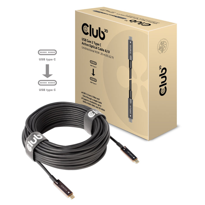 EAN 8719214471613 - CLUB3D USB3.2 G2 TYPE-C ACT. OPT. A/V M/M 20M cable USB USB 3.2 Gen 2 (3.1 Gen 2) USB C Negro imagen 2