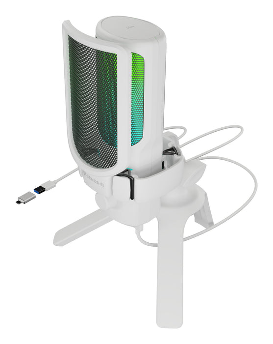 Micrófono Natec Genesis Radium 250 Usb Stand White