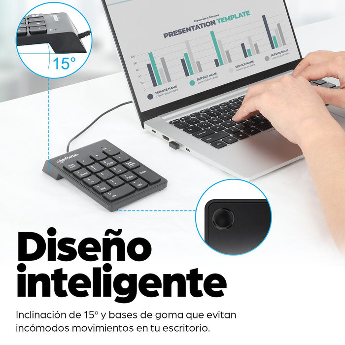 EAN 0766623176354 - Manhattan 176354 teclado numérico Universal USB Negro imagen 5