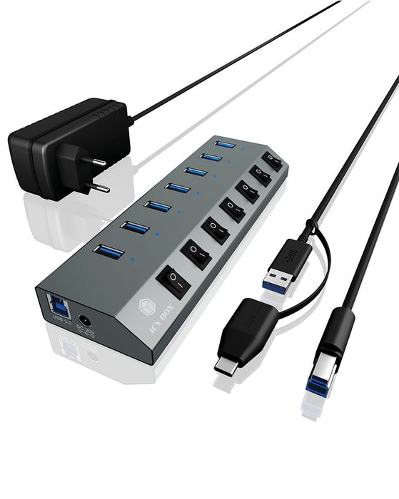 EAN 4250078171744 - ICY BOX IB-HUB1701-C3 USB 3.2 Gen 1 (3.1 Gen 1) Type-B 5000 Mbit/s Antracita imagen 1