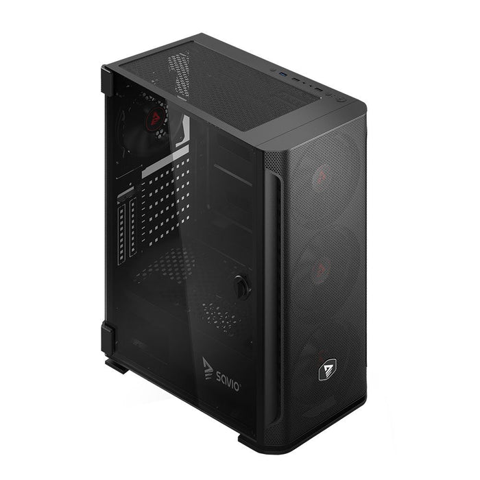 Caja Pc Savio Shadow X2 De Malla/Cristal Para Ordenador Negro