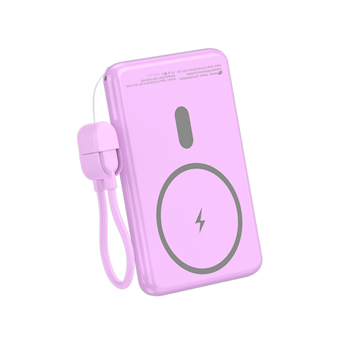 Powerbank 5000mah Leotec Lepoww20w5p 20w Wireless Púrpura Incluye Cable Usb Tipo-C