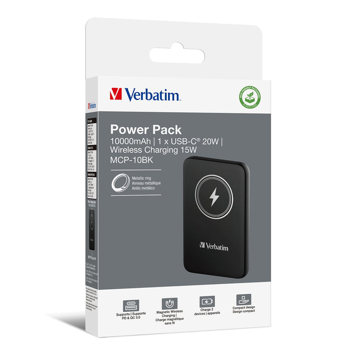 EAN 0023942322450 - Verbatim Charge 'n' Go Polímero de litio 10000 mAh Cargador inalámbrico Negro imagen 5