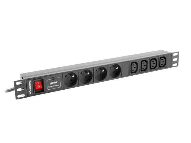 EAN 5901969414431 - Lanberg PDU-04E04I-0200-BK unidad de distribución de energía (PDU) 4 salidas AC 1U Negro imagen 1