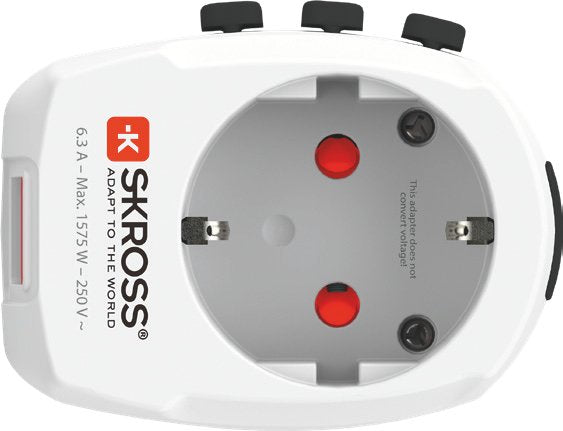 Skross Pro Light Usb (2xa) - World Adaptador De Enchufe Eléctrico Universal Blanco