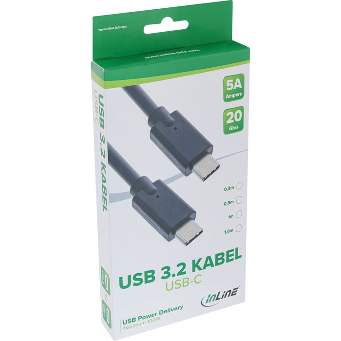Cable Inline Usb 3.2 Gen.2, Usb Tipo C Macho/Macho, Negro, 1,5 M