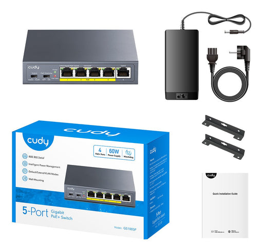 EAN 6971690790998 - Cudy GS1005P switch No administrado Gigabit Ethernet (10/100/1000) Energía sobre Ethernet (PoE) Gris imagen 2