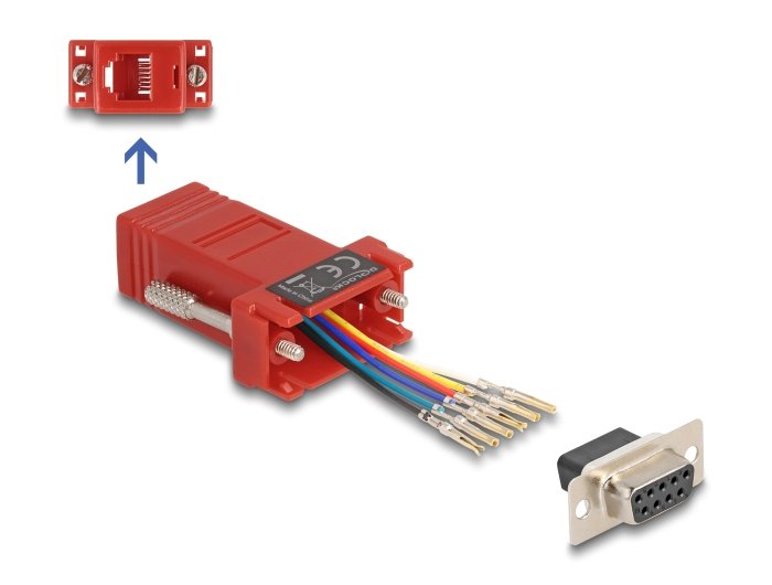 Delock 67079 D-Sub Hembra De 9 Pines A Rj12 Hembra, Kit De Montaje Rojo