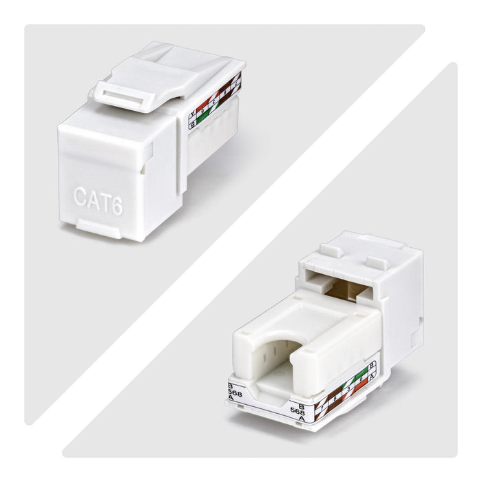Startech.Com Cat6 Keystone Jack Módulo, Pack De 24 Rj45 Ethernet Keystone Conector Hembra, Utp Cat6 Wandbuchse, 90 Grad 110 Punch Down Conector Hembra, Blanco, Acodado, Blanco, Rj-45, Conector Hembra, 10gbase-T, Cat6, Cat5e