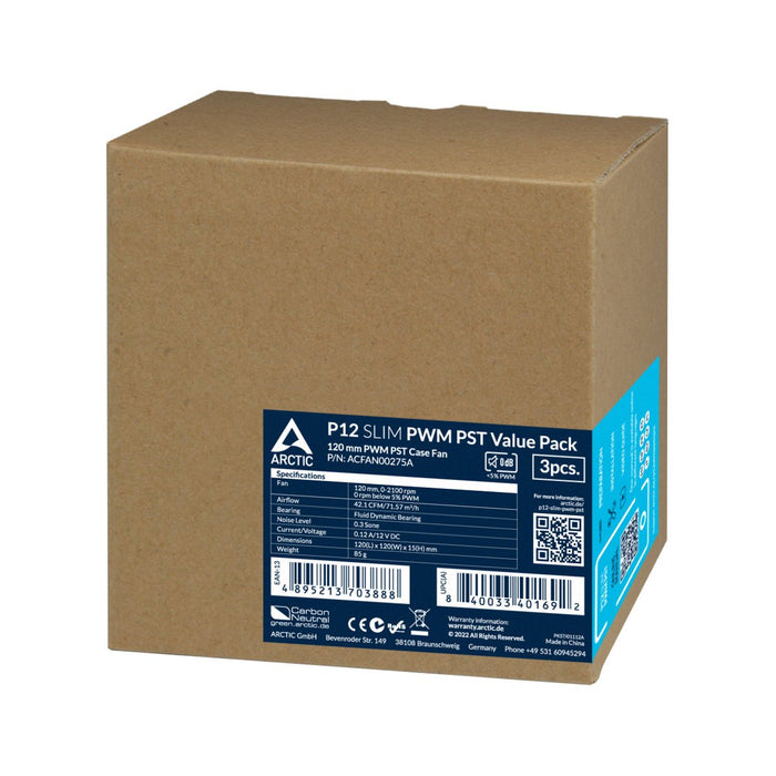 EAN 4895213703888 - ARCTIC P12 Slim PWM PST Carcasa del ordenador Ventilador 12 cm Negro 3 pieza(s) imagen 6