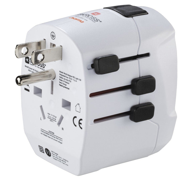 Hama World Travel Pro Adaptador De Viaje Universal - Potencia Hasta 1680w - Voltaje 110-240v - Blanco